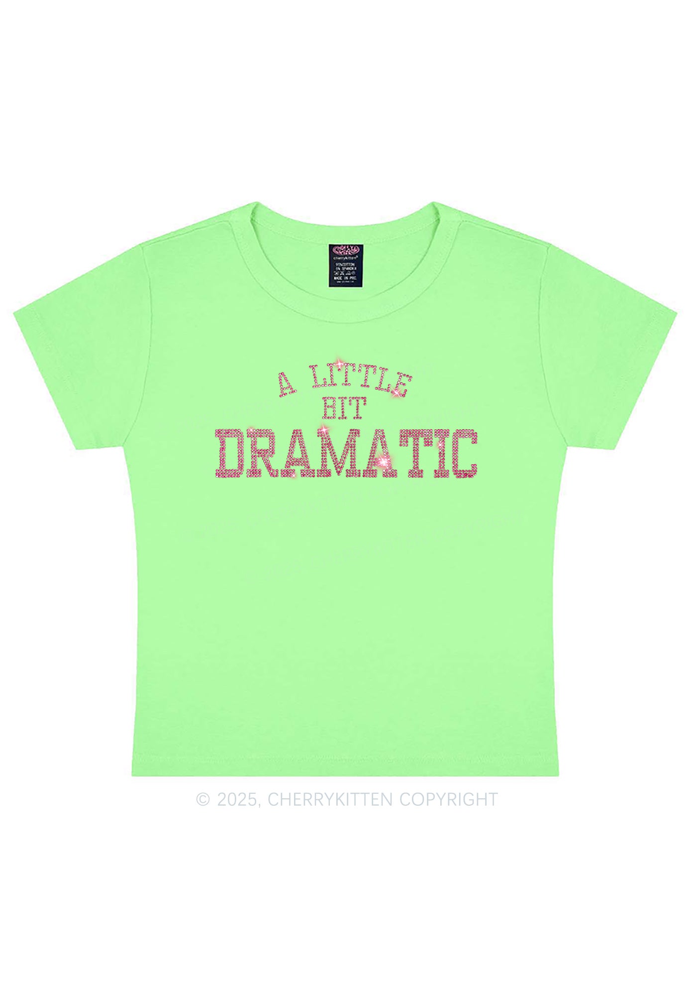 Rhinestone A Little Bit Dramatic Y2K Baby Tee Cherrykitten