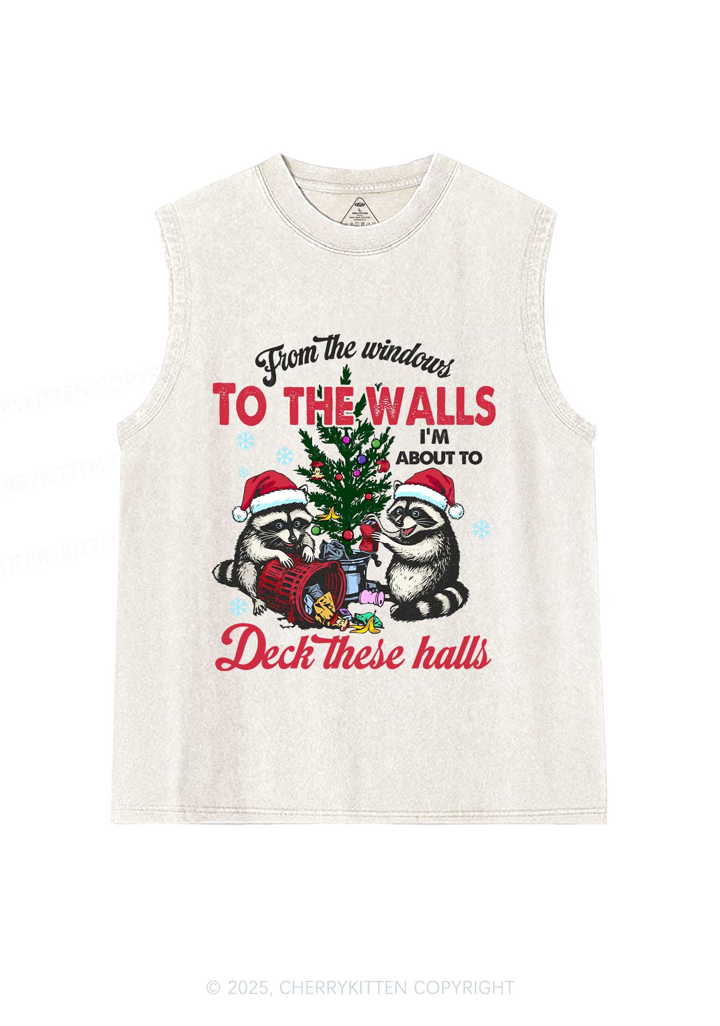 Christmas To The Walls Y2K Washed Muscle Tank Cherrykitten