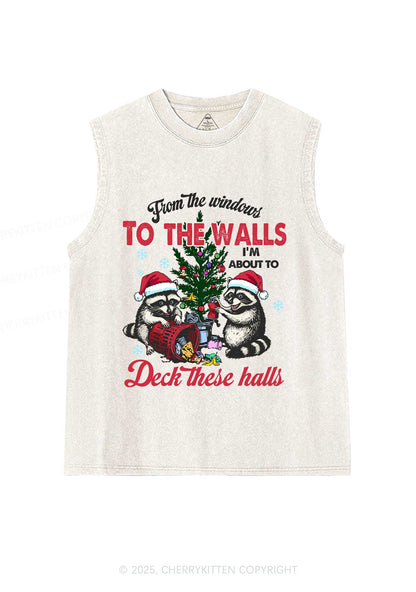 Christmas To The Walls Y2K Washed Muscle Tank Cherrykitten