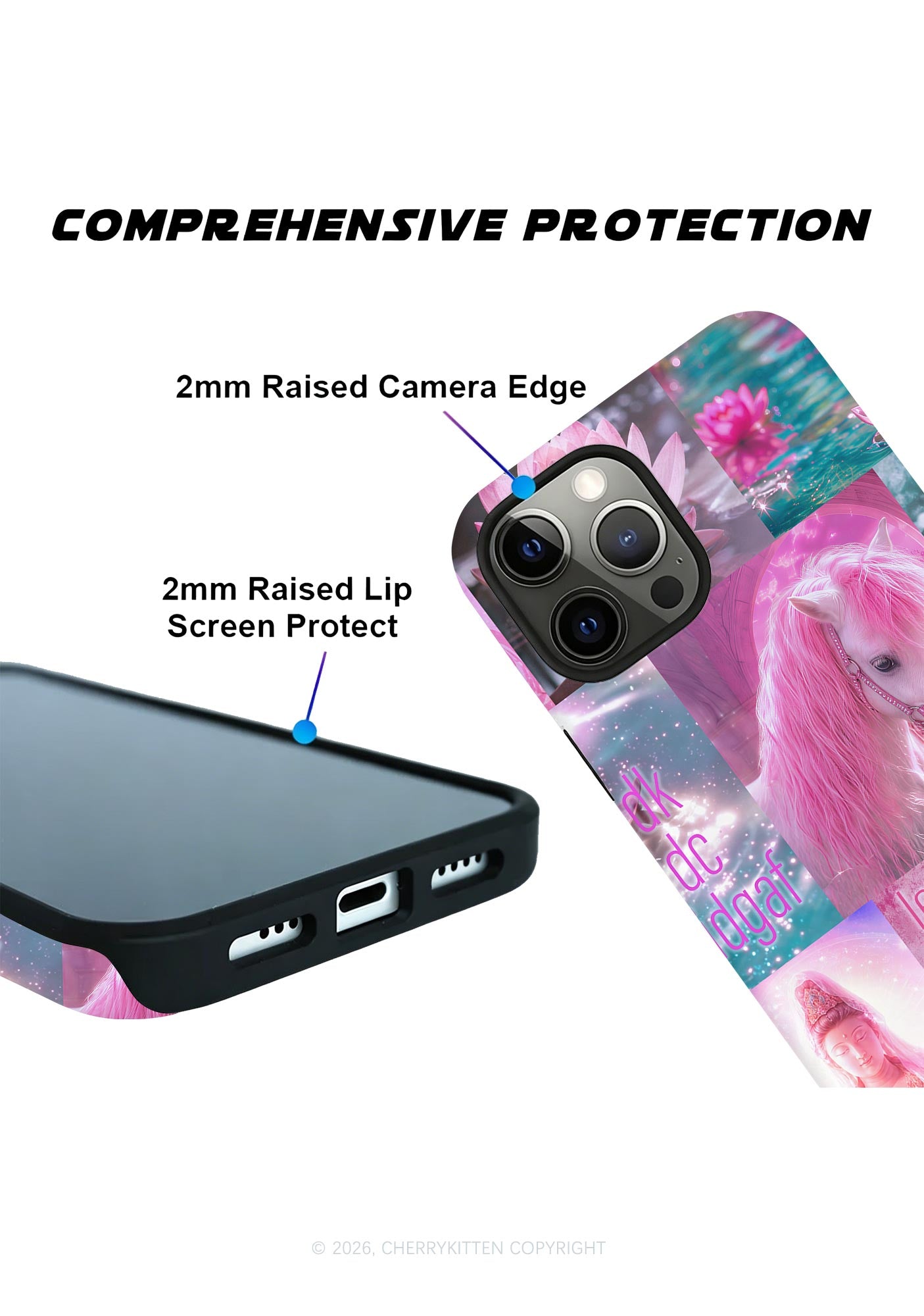 Pink Unicorn Collage Art Y2K Phone Case Cherrykitten