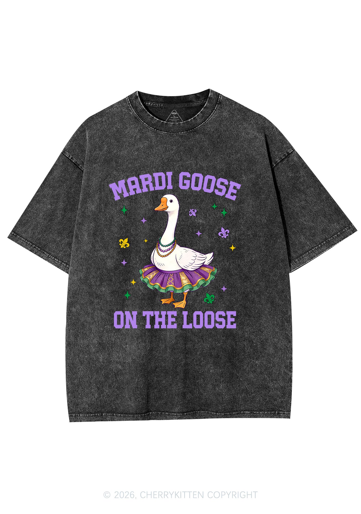Mardi Gras Goose Y2K Shirts Washed Tee Cherrykitten