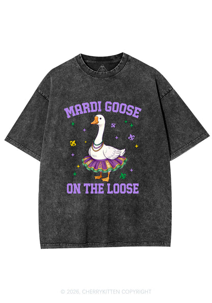 Mardi Gras Goose Y2K Shirts Washed Tee Cherrykitten