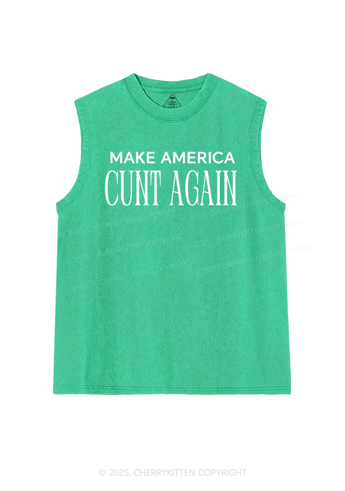 Make America Cxxt Again Y2K Washed Muscle Tank Cherrykitten