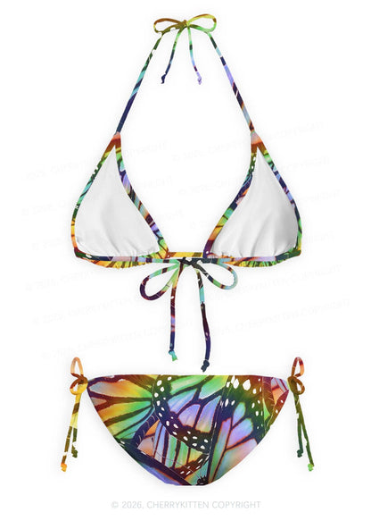 Rainbow Butterfly Y2K Print Bikini Set Cherrykitten