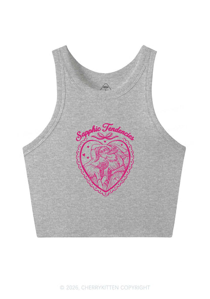 Sapphic Tendencies Art Pride Y2K Crop Tank Top Cherrykitten
