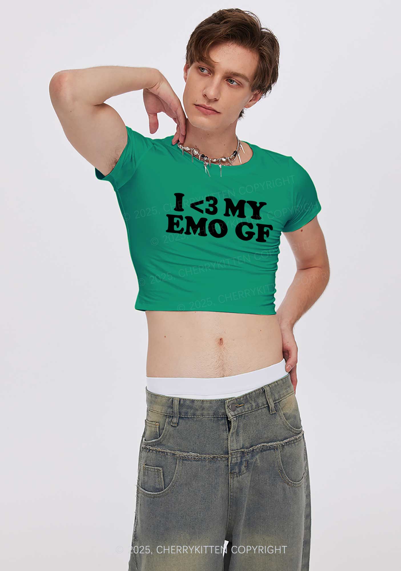 I Love My Emo BF GF Y2K Valentine's Day Baby Tee Cherrykitten