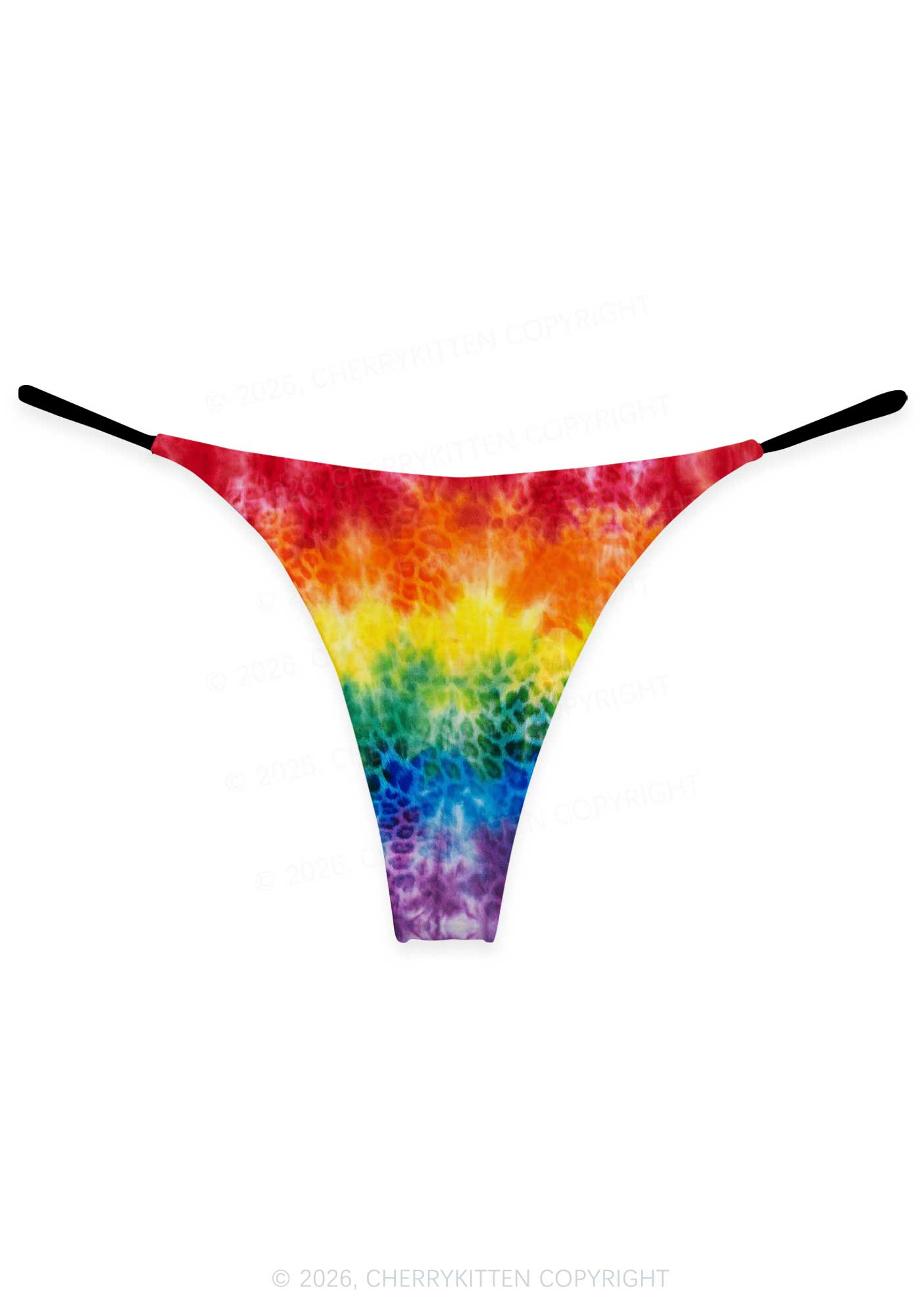 Rainbow Leopard Tie Dye Pride Y2K Print Bikini String Thong Cherrykitten