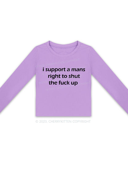 I Support A Mans Right Y2K Long Sleeve Crop Top Cherrykitten