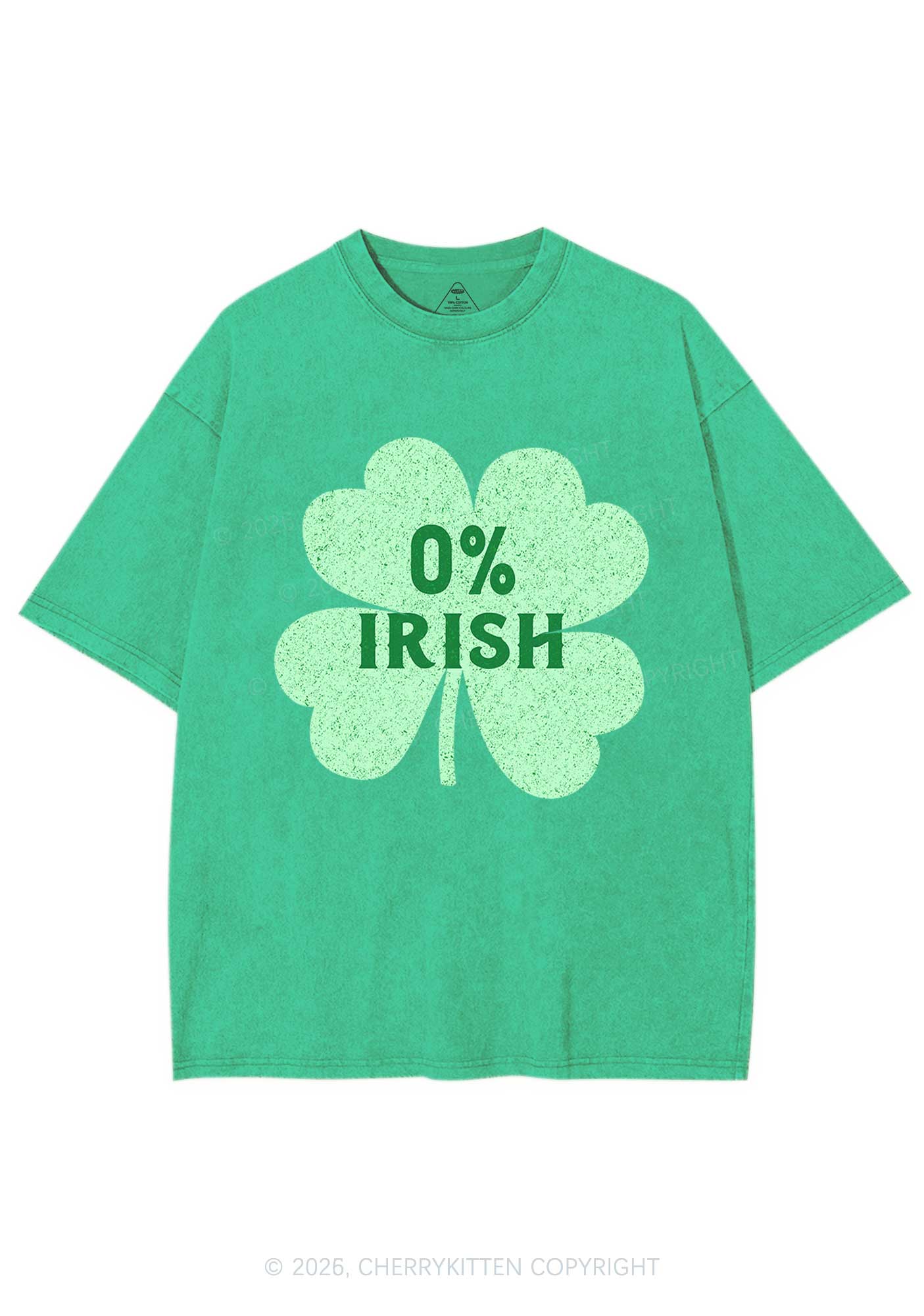 Zero Percent Irish St Patricks Y2K Washed Tee Cherrykitten