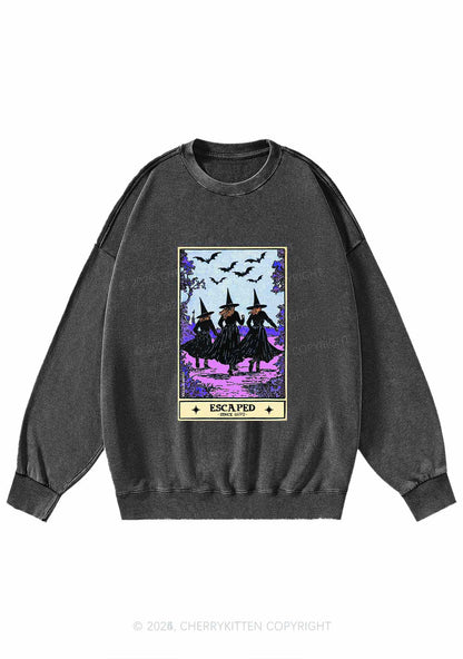 Halloween Escaped Witch Y2K Washed Sweatshirts Cherrykitten