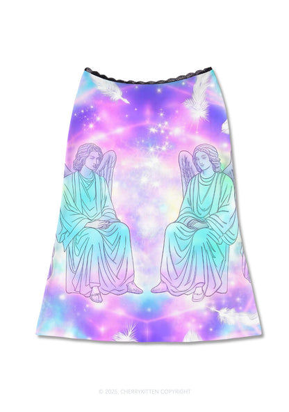 Angel Wings Y2K Print Midi Skirt Cherrykitten