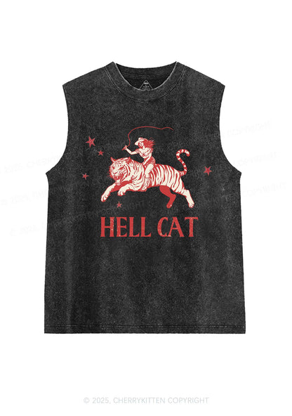 Cowgirl Hell Cat Y2K Washed Muscle Tank Cherrykitten