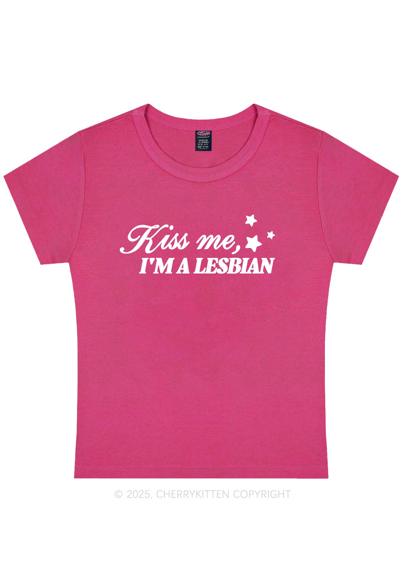 Kiss Me Im Lesbian Pride Y2K Baby Tee Cherrykitten