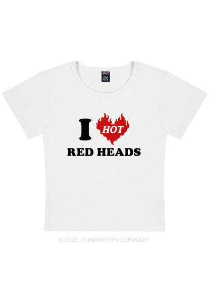 I Love Hot Red Heads Y2K Baby Tee Cherrykitten
