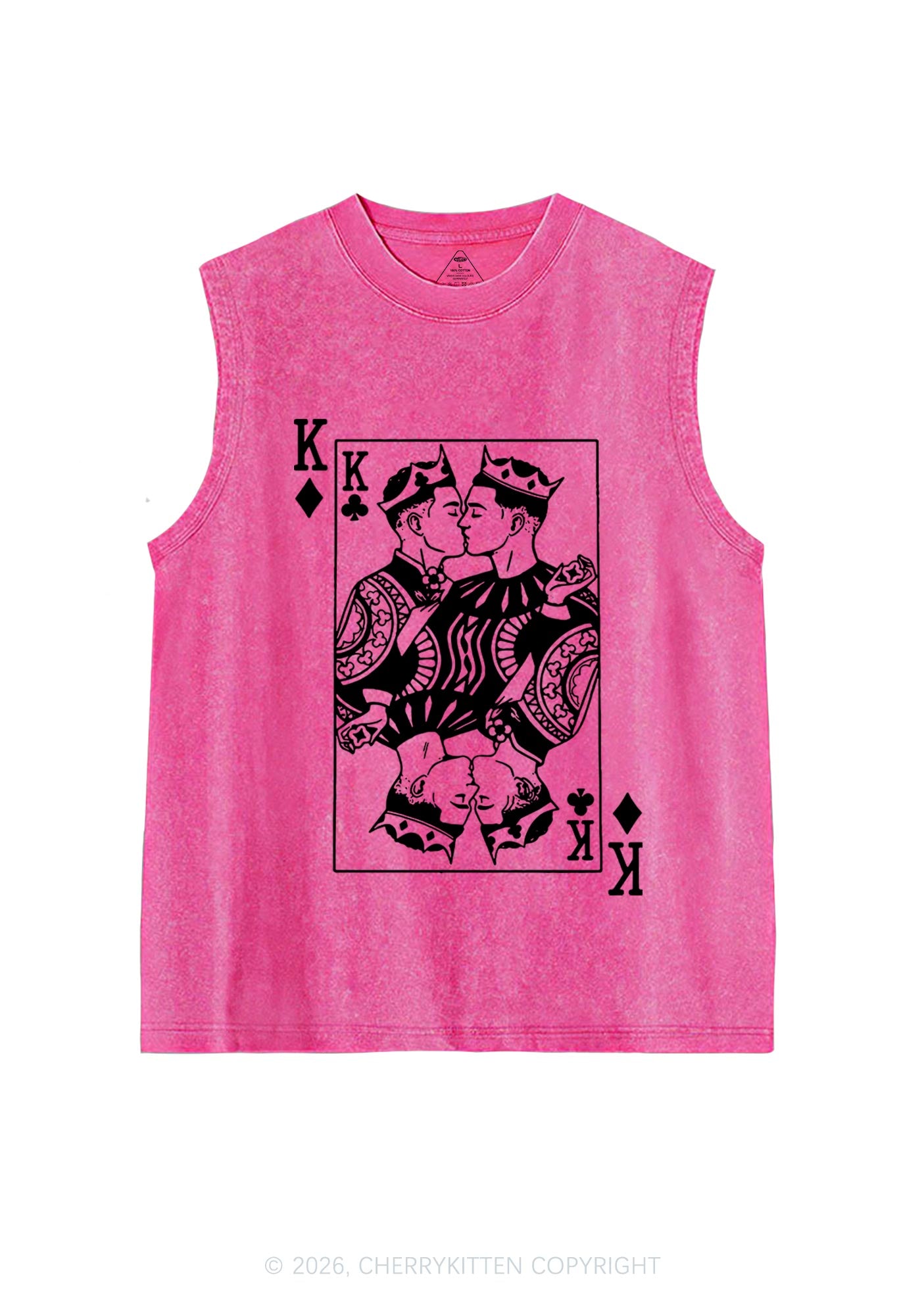 Pink Gay King Pride Y2K Washed Muscle Tank Cherrykitten