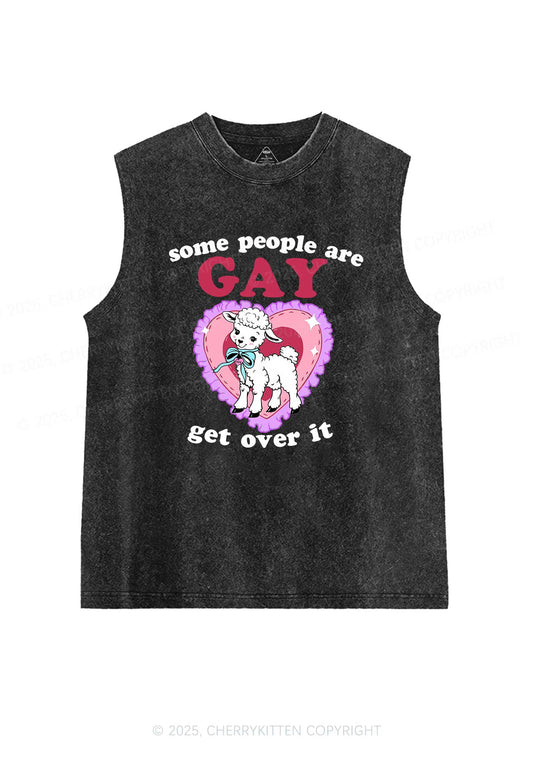 Some People Are Gay Pride Y2K Washed Muscle Tank Cherrykitten