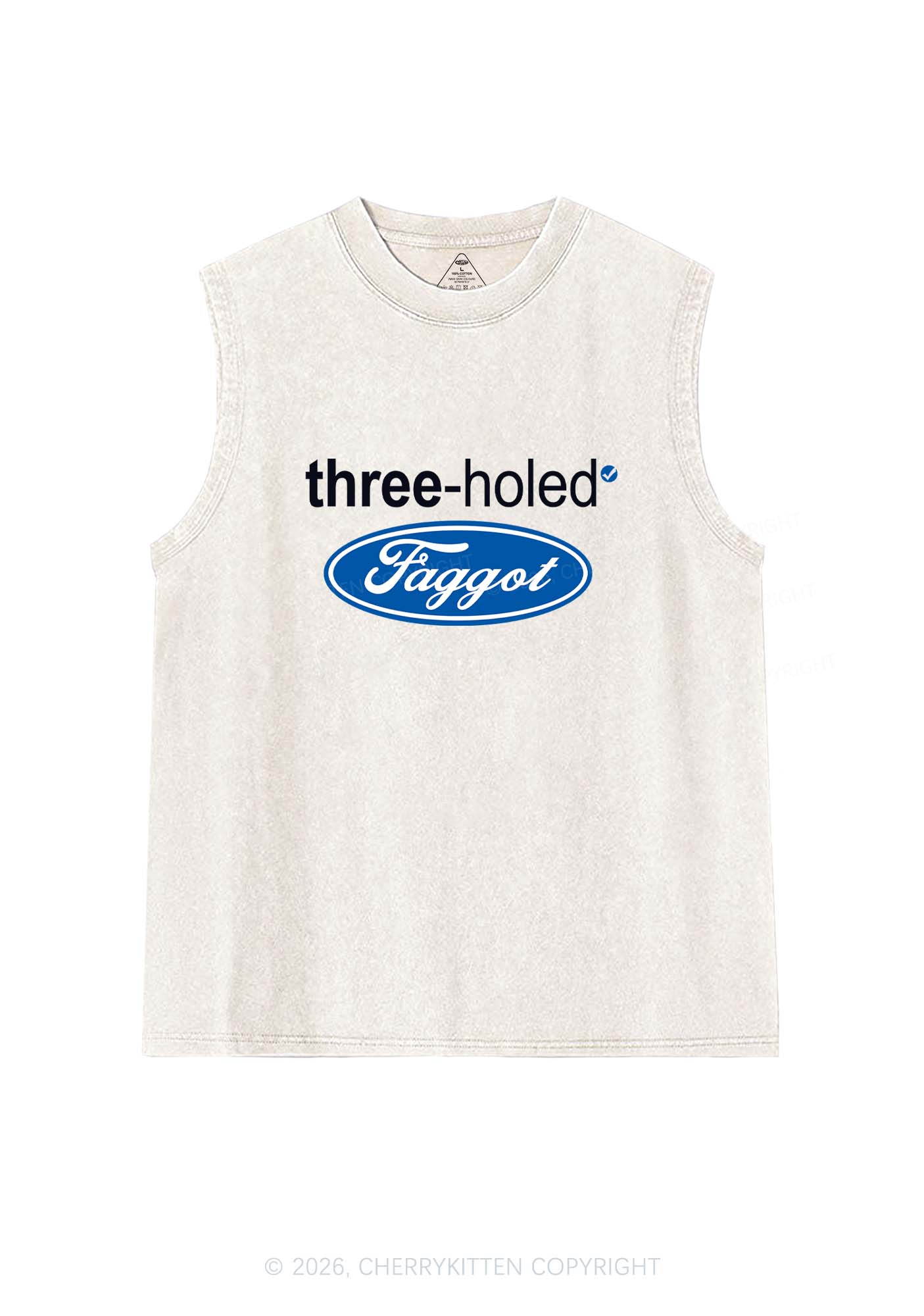 Three Holed Faggot Pride Y2K Washed Muscle Tank Cherrykitten