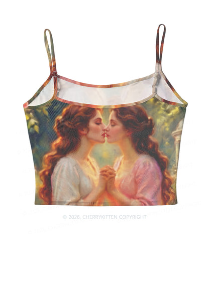 Girls Holding Hands Kissing Pride Y2K Mesh Cami Tank Cherrykitten