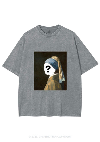 Custom Pearl Portrait Y2K Shirts Washed Tee Cherrykitten