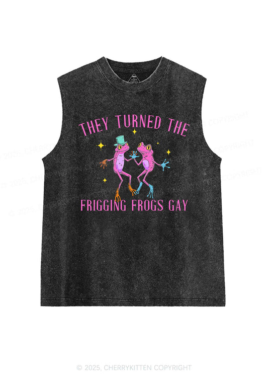 Frogs Gay Pride Y2K Washed Muscle Tank Cherrykitten