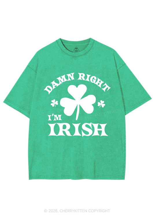 Damn Right Im Irish St Patricks Y2K Washed Tee Cherrykitten