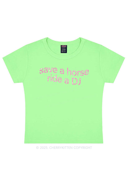Glitter Ride A DJ Y2K Baby Tee Cherrykitten