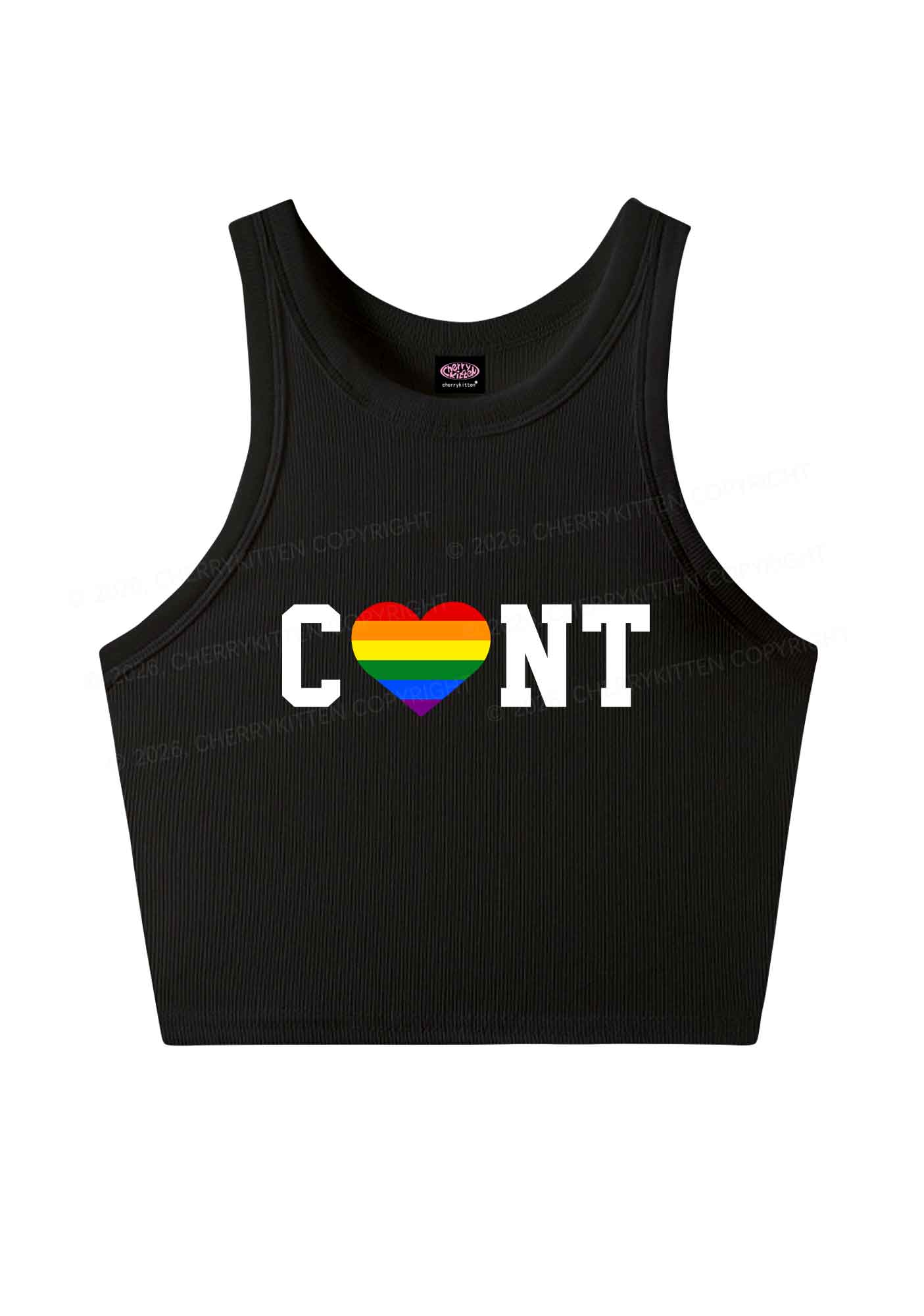 Rainbow Heart Cxxt Pride Y2K Crop Tank Top Cherrykitten