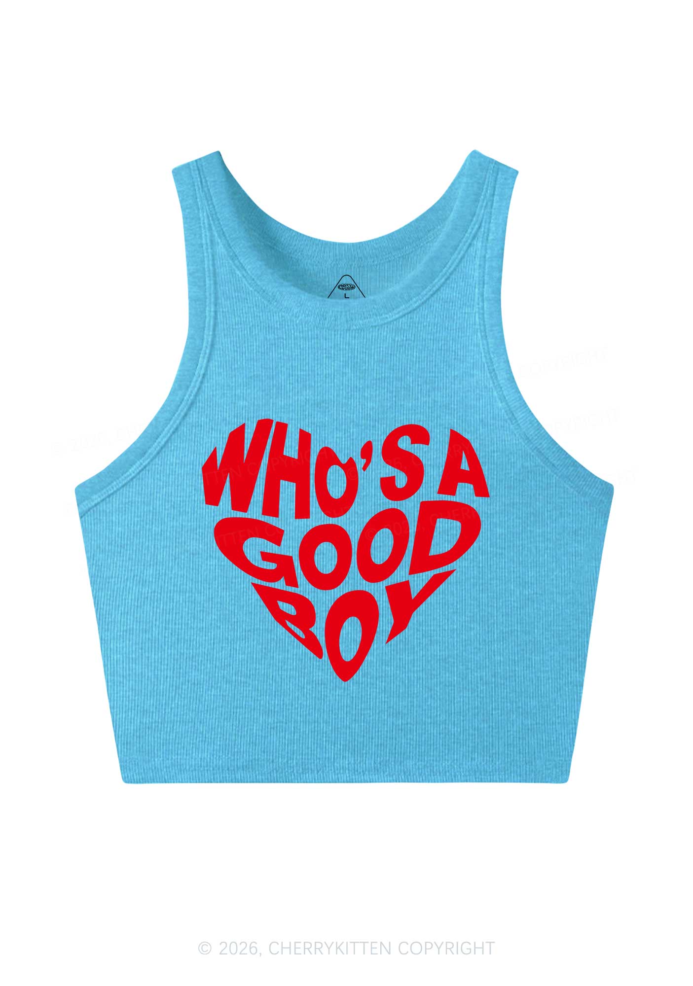 Whos A Good Boy Valentine's Day Y2K Crop Tank Top Cherrykitten