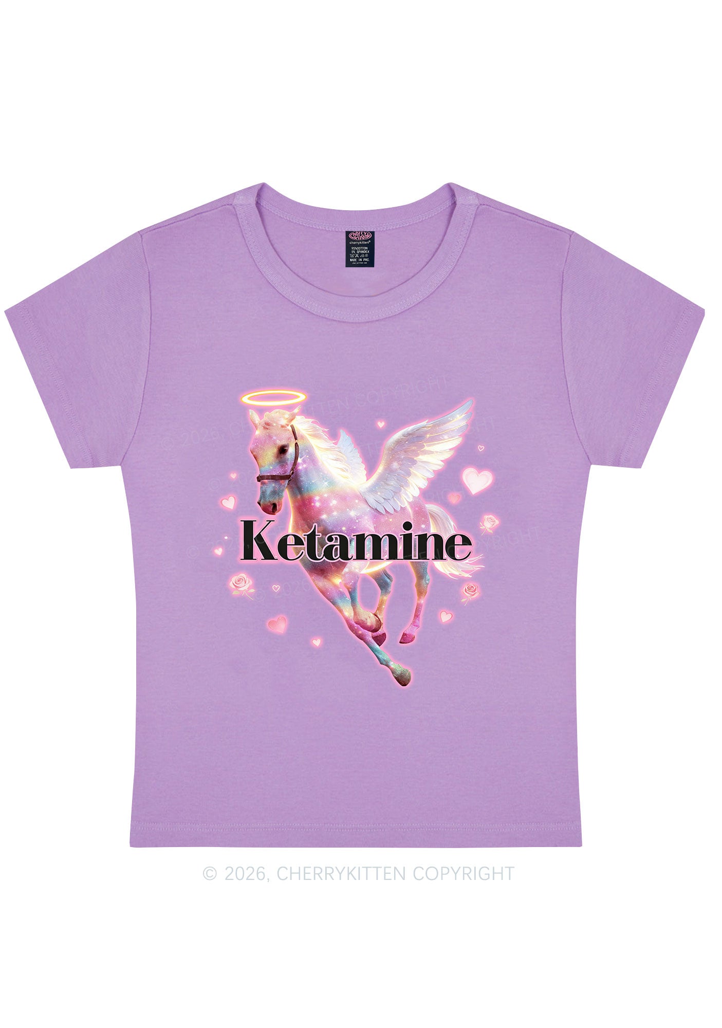 Angel K Horse Valentine's Day Y2K Baby Tee Cherrykitten