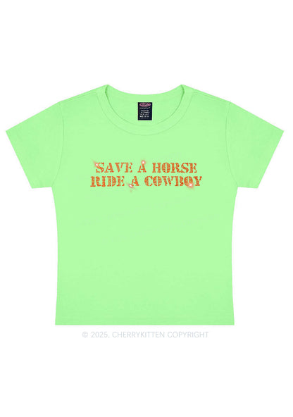 Rhinestone Save A Horse Ride A Cowboy Y2K Baby Tee Cherrykitten