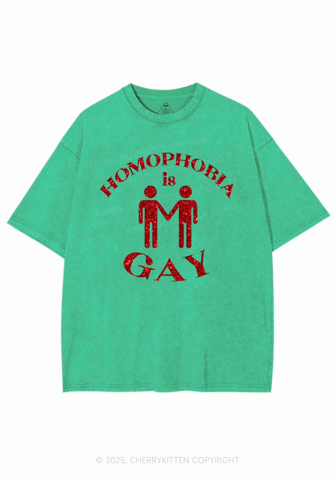 Glitter Homophobia Is Gay Pride Y2K Shirts Washed Tee Cherrykitten