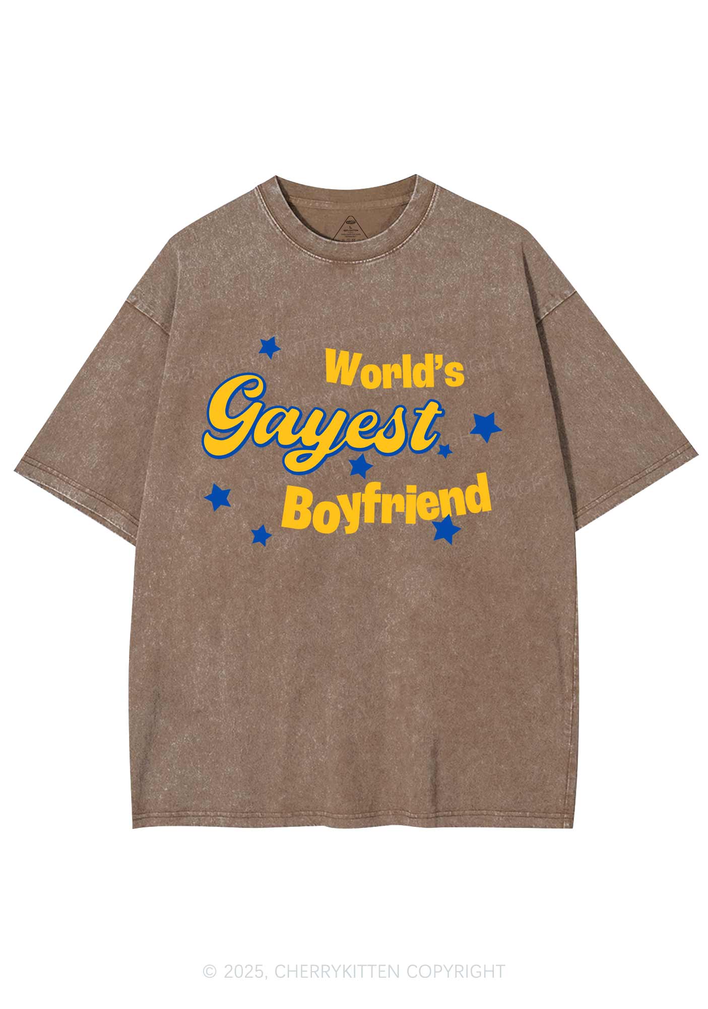 Worlds Gayest Boyfriend Pride Y2K Shirts Washed Tee Cherrykitten