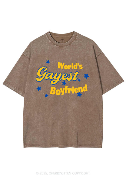 Worlds Gayest Boyfriend Pride Y2K Shirts Washed Tee Cherrykitten