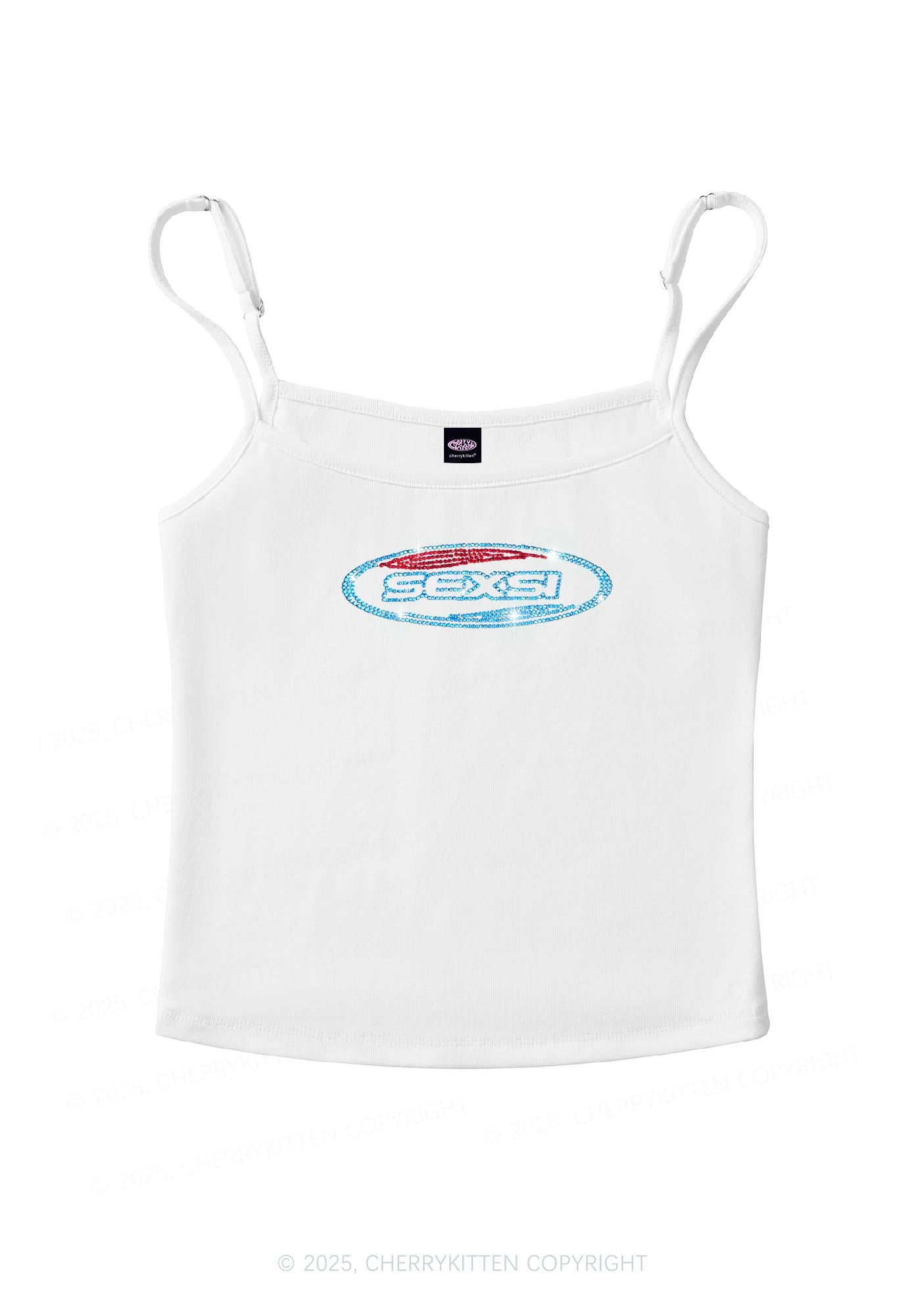 Rhinestone Sexsi Slogan Y2K Spaghetti Strap Cami Cherrykitten