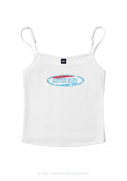 Rhinestone Sexsi Slogan Y2K Spaghetti Strap Cami Cherrykitten