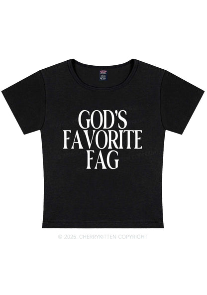 Gods Favorite Fag Pride Y2K Baby Tee Cherrykitten