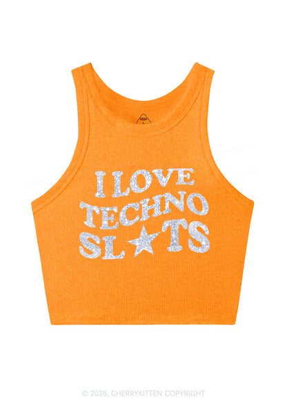 Glitter I Love Techno Slxts Y2K Crop Tank Top Cherrykitten