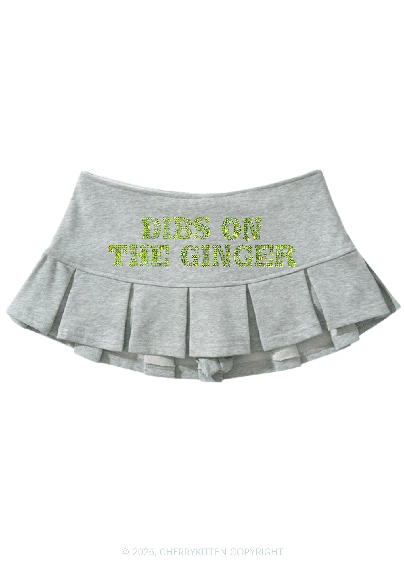 Rhinestone Dibs On The Ginger St Patricks Y2K Mini Pleated Skirts Cherrykitten