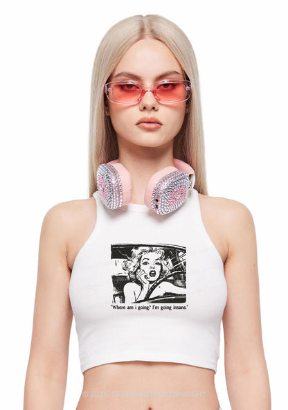 Woman Going Insane Y2K Crop Tank Top Cherrykitten