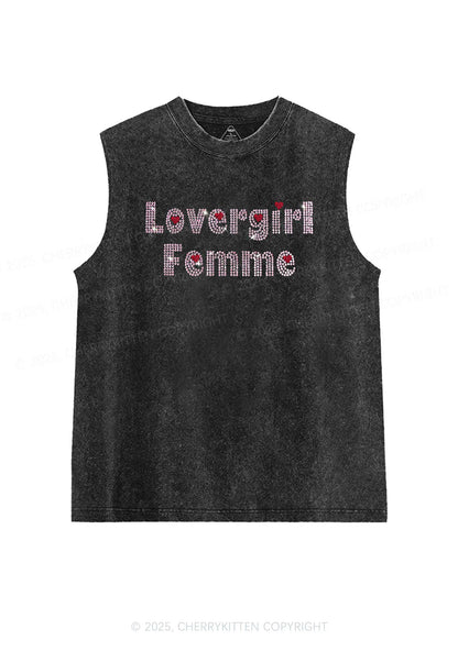 Rhinestone Lovergirl Femme Y2K Washed Muscle Tank Cherrykitten
