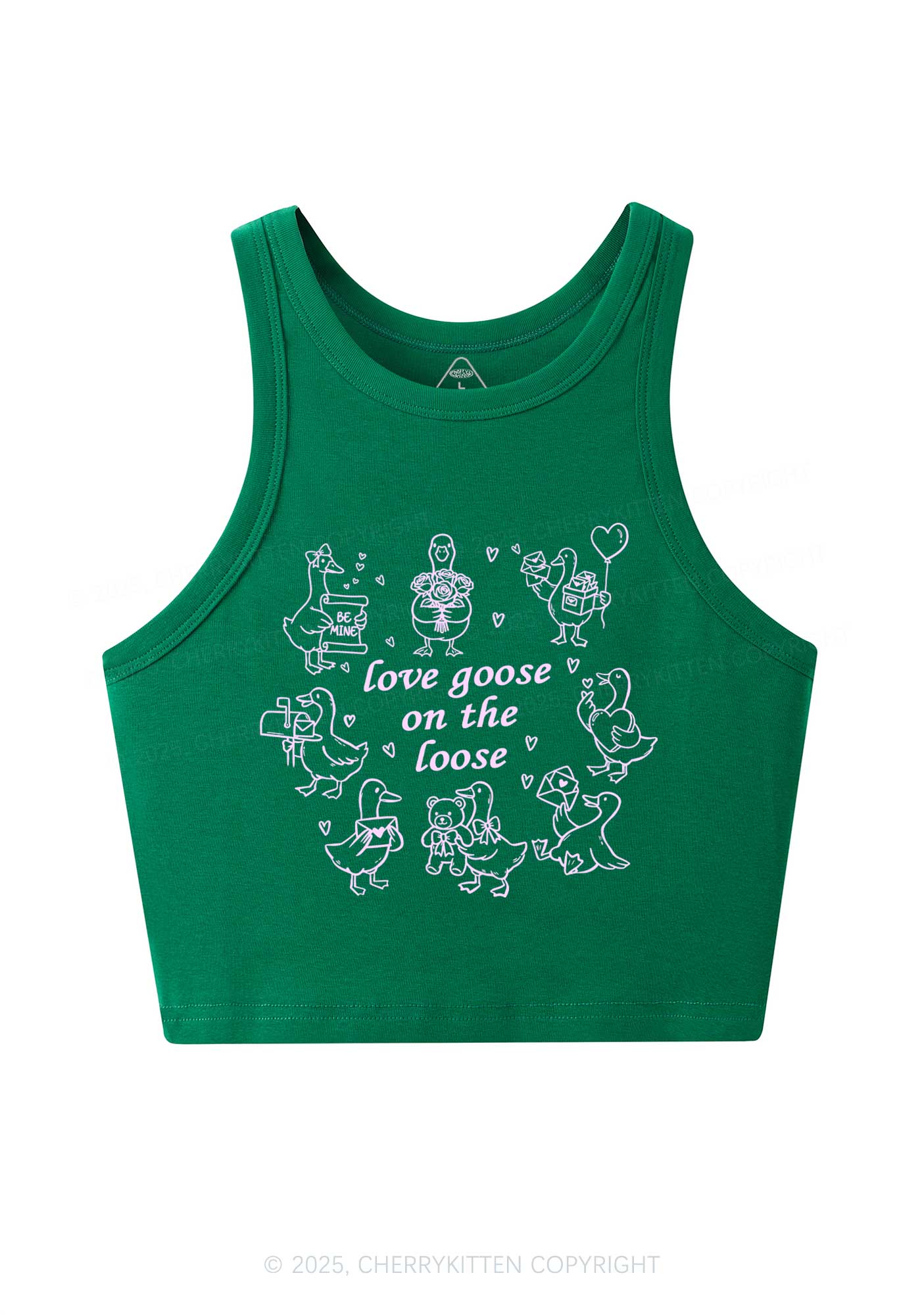 Love Goose On The Loose Valentine's Day Y2K Crop Tank Top Cherrykitten
