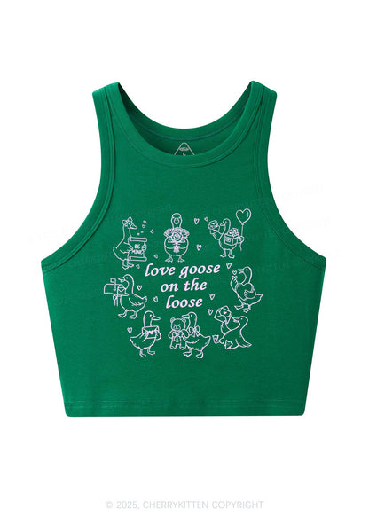 Love Goose On The Loose Valentine's Day Y2K Crop Tank Top Cherrykitten