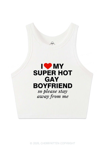 I Love My Super Hot Gay BF Pride Y2K Crop Tank Top Cherrykitten