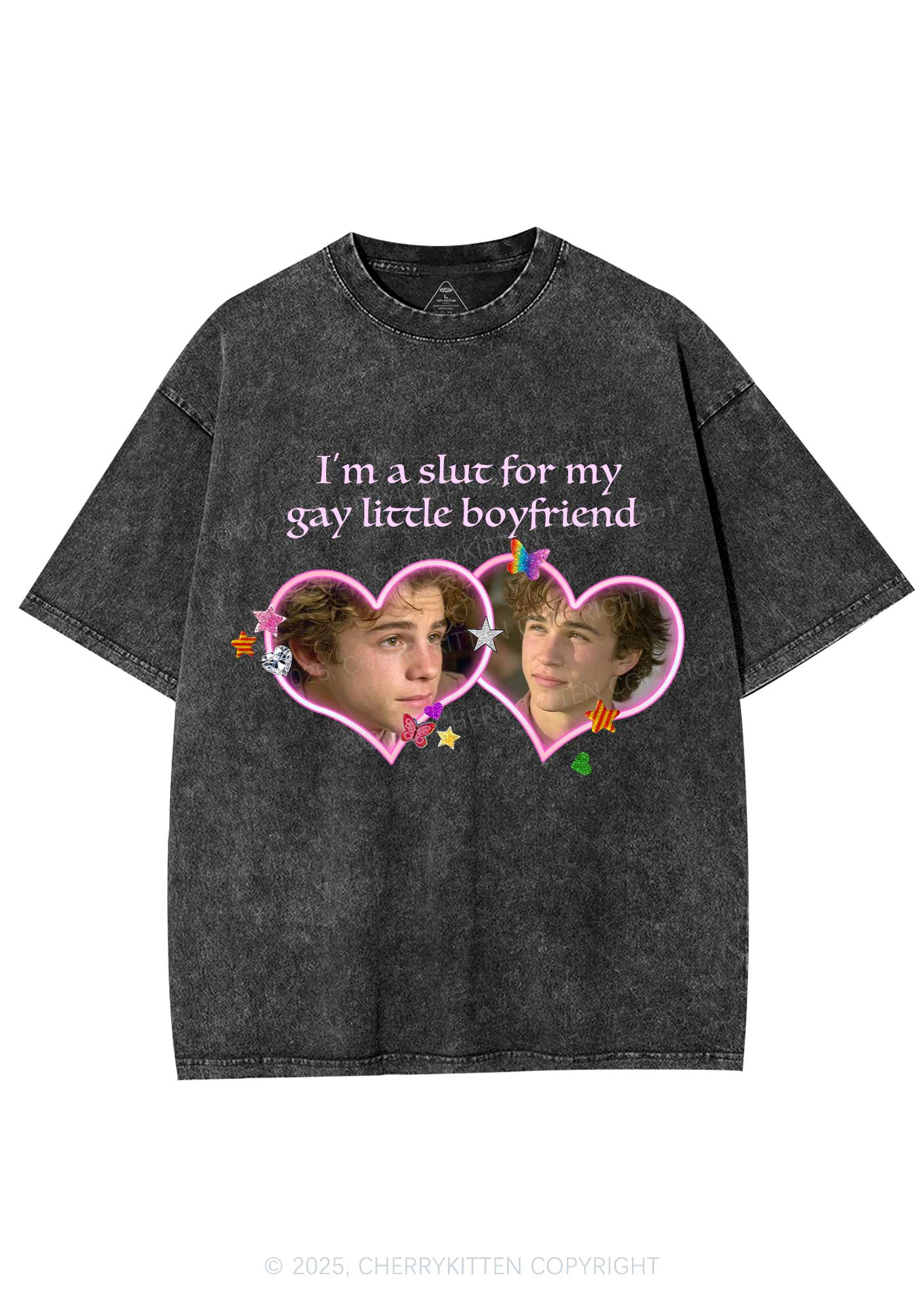 Custom Slxt Gay BF Photo Y2K Shirts Washed Tee Cherrykitten