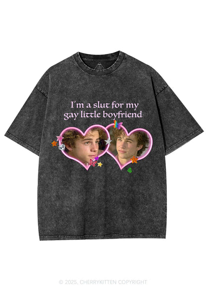 Custom Slxt Gay BF Photo Y2K Shirts Washed Tee Cherrykitten