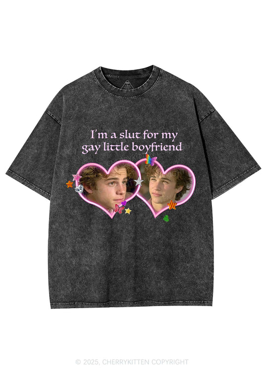 Custom Slxt Gay BF Photo Y2K Shirts Washed Tee Cherrykitten