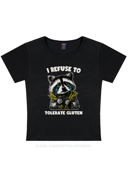 Refuse To Tolerate Gluten Y2K Baby Tee Cherrykitten