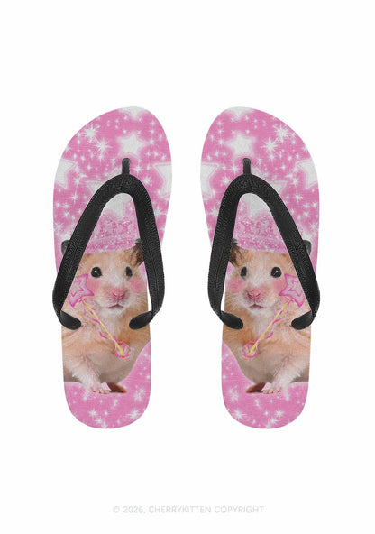 Rat Princess Y2K Print Flip Flops Cherrykitten