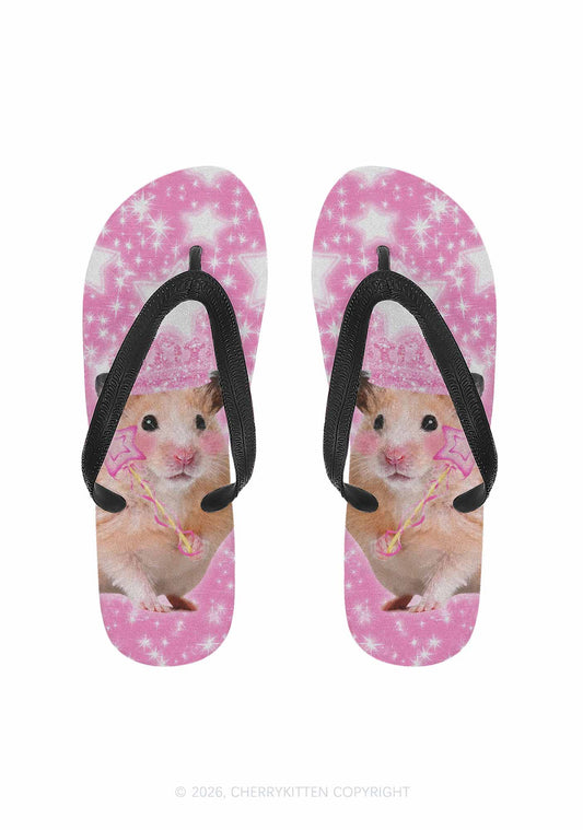 Rat Princess Y2K Print Flip Flops Cherrykitten
