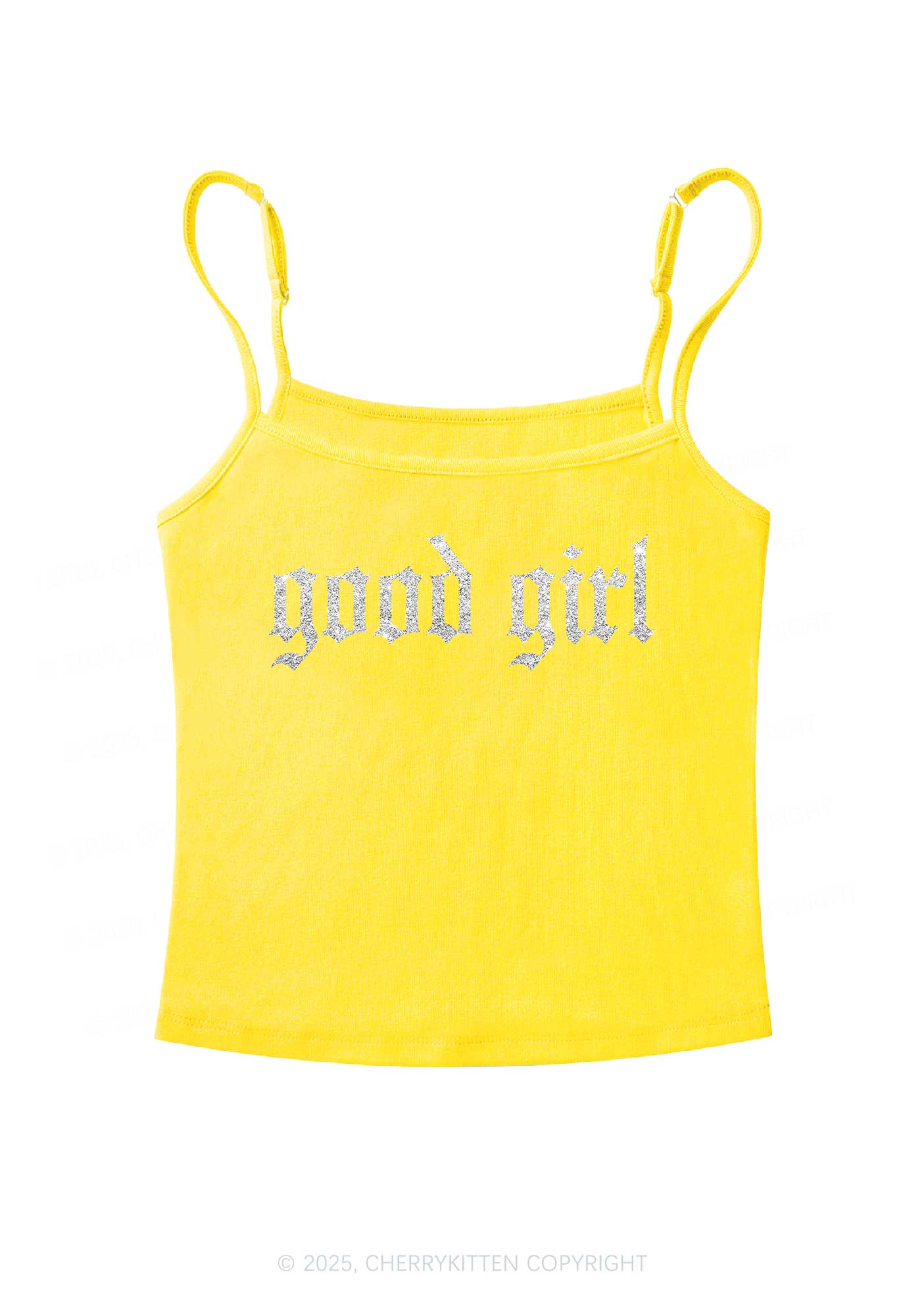 Glitter Good Girl Y2K Spaghetti Strap Cami Cherrykitten
